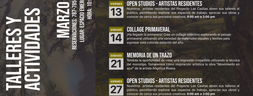 Calendario de Talleres y Actividades de Museo Francisco Oller para Marzo